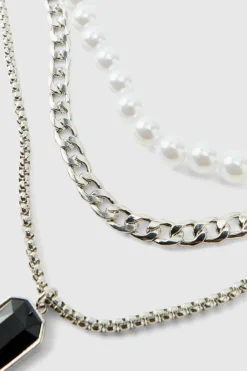 Layered Gem Pendant Necklace