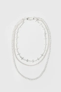 Layered Jean Chain With Crosses