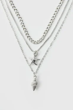 Layered Lightning Bolt Necklace In Silver