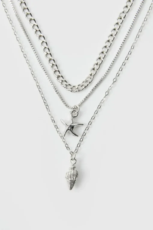 Layered Lightning Bolt Necklace In Silver