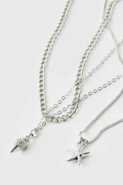 Layered Lightning Bolt Necklace In Silver