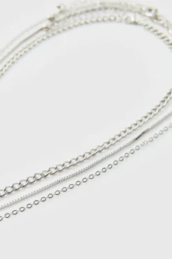 Layered Lightning Bolt Necklace In Silver