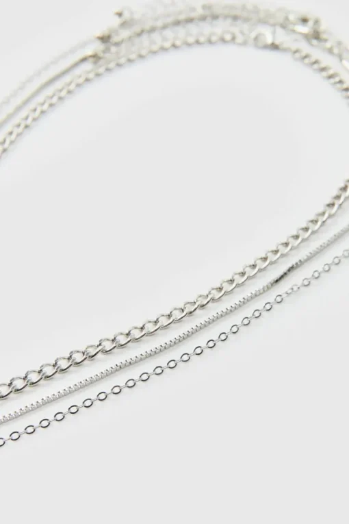 Layered Lightning Bolt Necklace In Silver