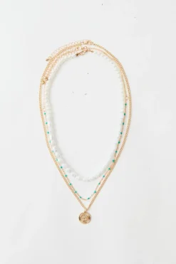 Layered Pearl Necklace In Gold