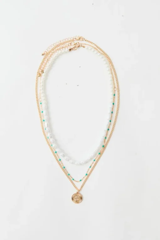 Layered Pearl Necklace In Gold