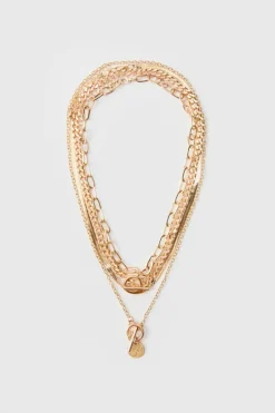 Layered Pendant Necklace In Gold