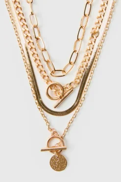Layered Pendant Necklace In Gold