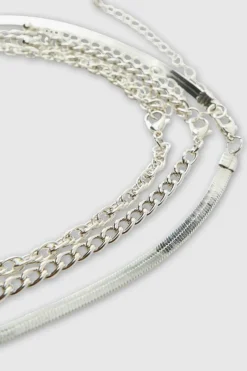 Layered Silver Cross Necklace