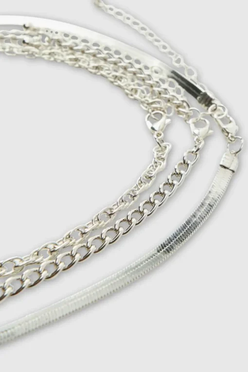 Layered Silver Cross Necklace