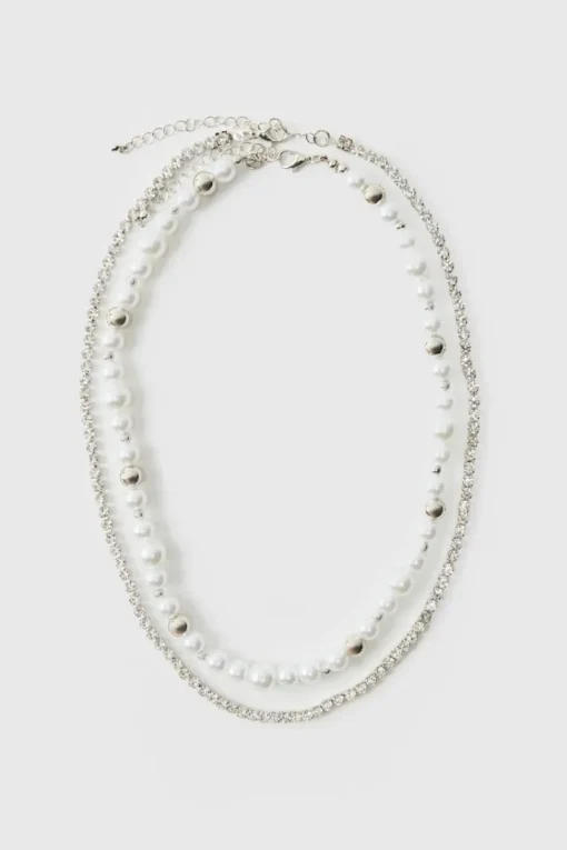 Layered Silver Pearl Necklace