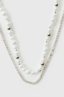 Layered Silver Pearl Necklace