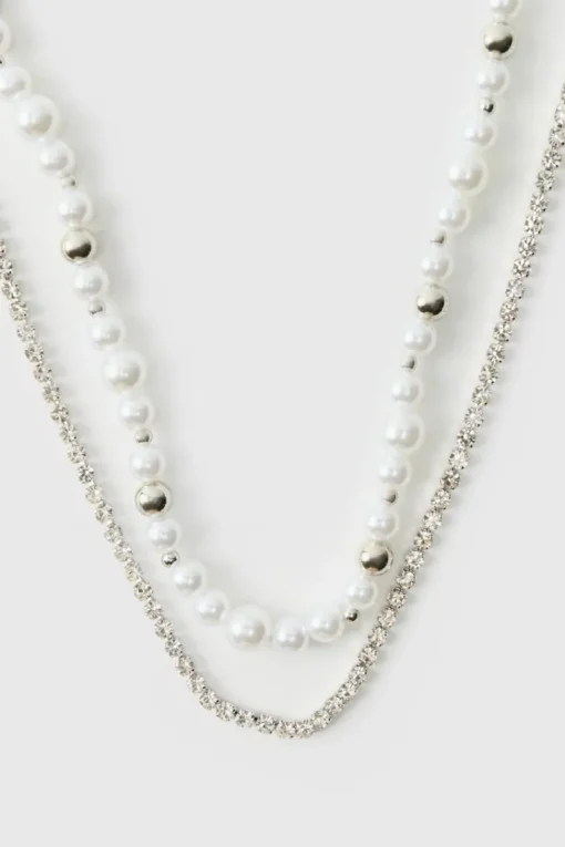 Layered Silver Pearl Necklace