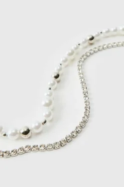 Layered Silver Pearl Necklace