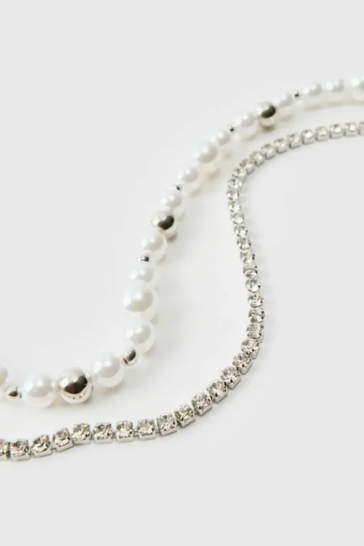 Layered Silver Pearl Necklace