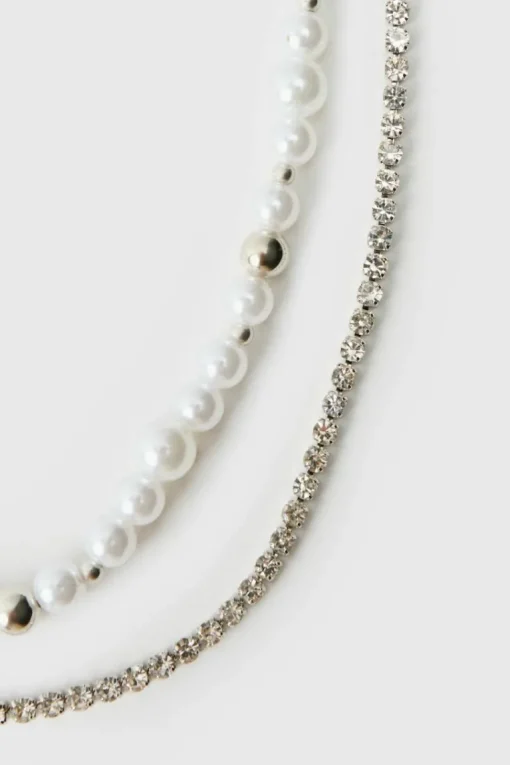 Layered Silver Pearl Necklace