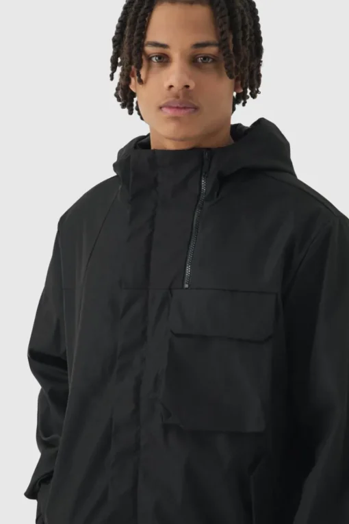 Lightweight Hooded Parka In Black