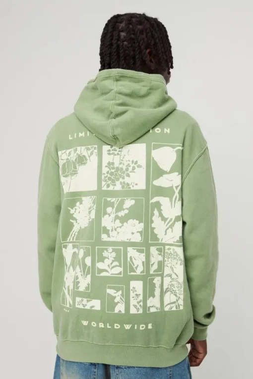 Limited Edition Botanical 3D Print Washed Hoodie