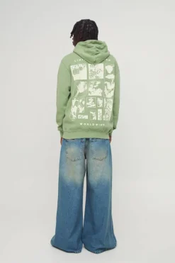 Limited Edition Botanical 3D Print Washed Hoodie