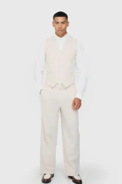 Linen Blend Slim Fit Waistcoat