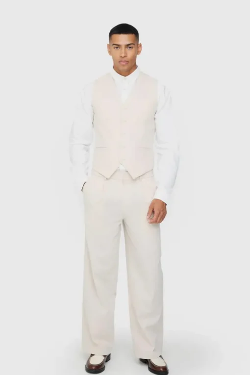 Linen Blend Slim Fit Waistcoat