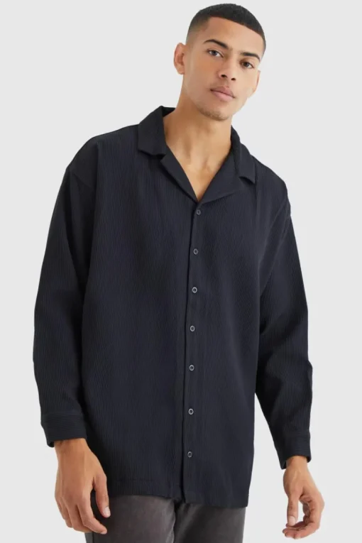 Long Sleeve Pleated Oversized Shirt