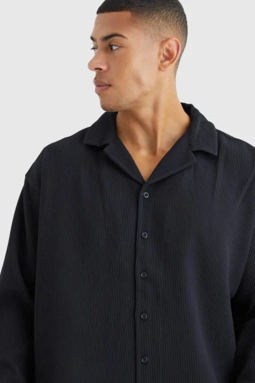 Long Sleeve Pleated Oversized Shirt