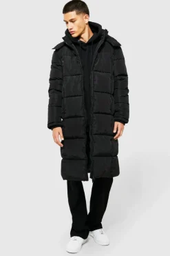 Longline Duvet Puffer in Black