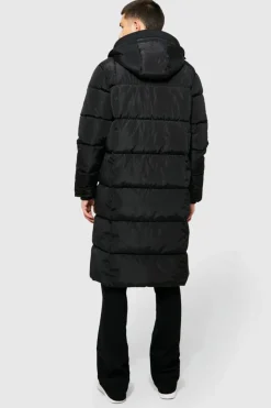 Longline Duvet Puffer in Black
