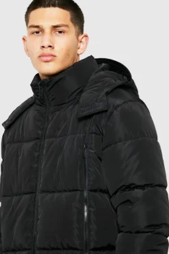 Longline Duvet Puffer in Black