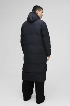 Longline Hooded Puffer in Black