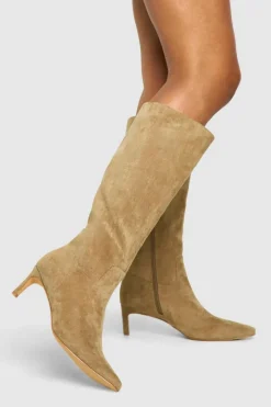 Low Stiletto Knee High Boots