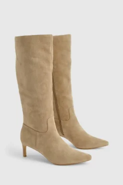 Low Stiletto Knee High Boots