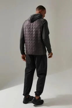 Man Active Check Quilted Zip Through Hoodie