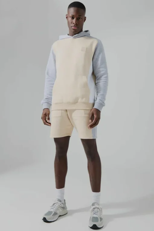 Man Active Colour Block Short Tracksuit