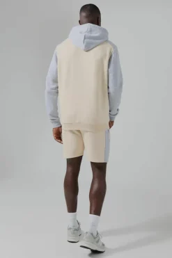 Man Active Colour Block Short Tracksuit
