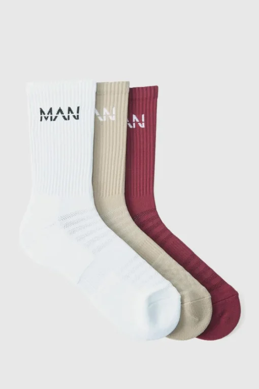 Man Active Cushioned Training Crew Socks 3 Pack