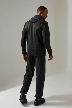 Man Active Fleece Back Performance Slim Fit Zip Through Hoodie