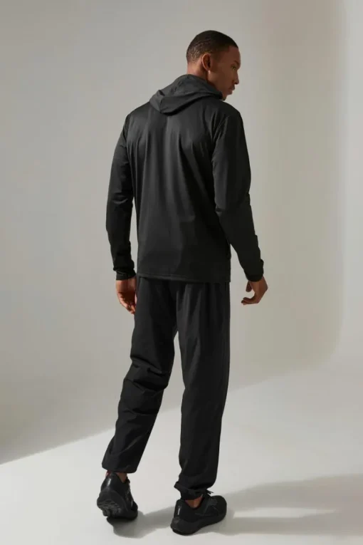 Man Active Fleece Back Performance Slim Fit Zip Through Hoodie
