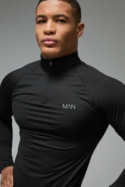 Man Active Fleece Back Performance Slim Fit 1/4 Zip