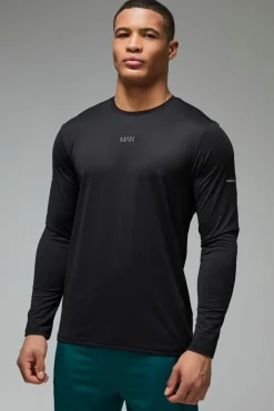 Man Active Grid Texture Regular Fit Long Sleeve