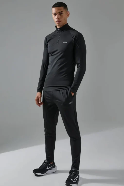 Man Active Gym 1/4 Zip Tracksuit