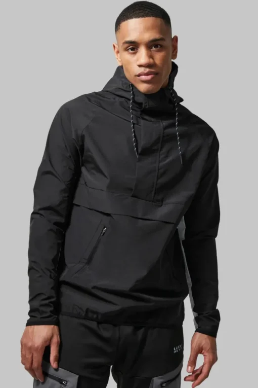 Man Active Gym Colour Block Regular Fit Windbreaker