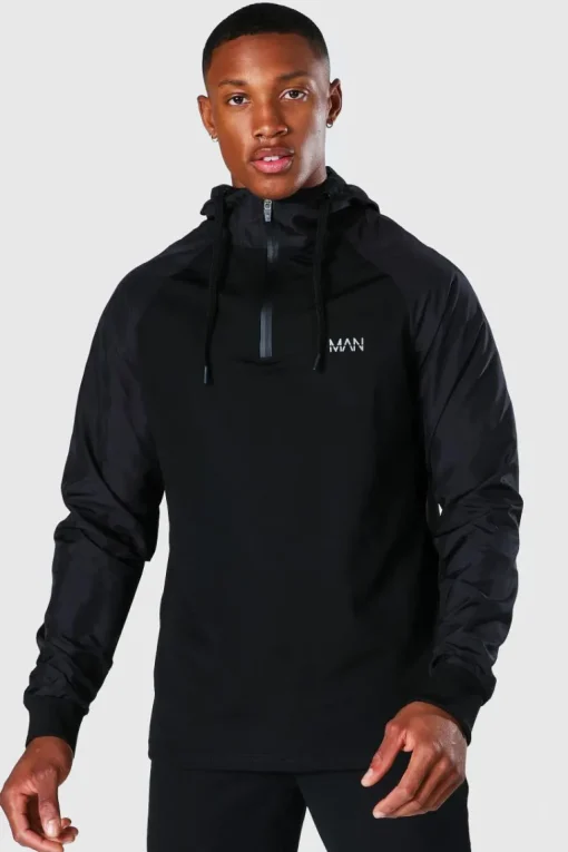 Man Active Gym Matte Sleeved Regular Fit Hoodie