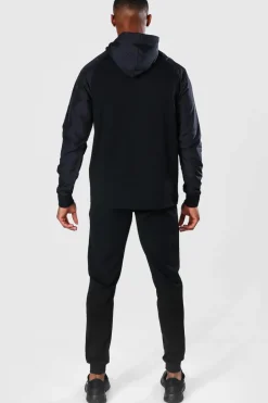 Man Active Gym Matte Sleeved Regular Fit Hoodie