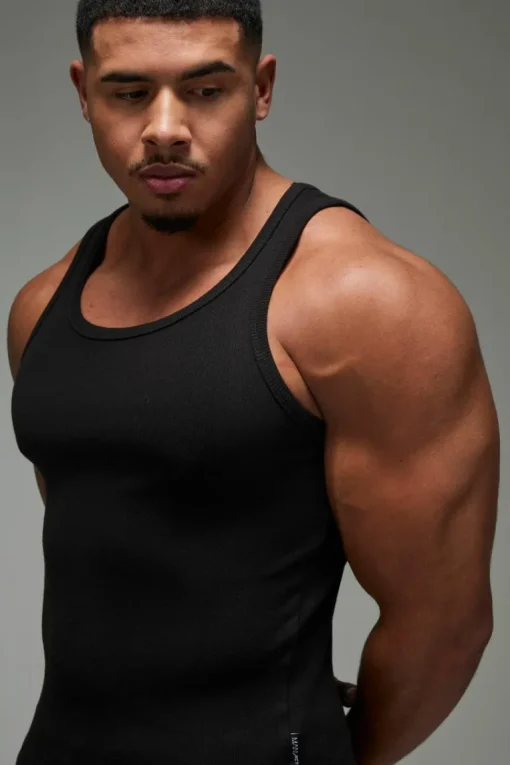 Man Active Gym Muscle Fit Ribbed Vest