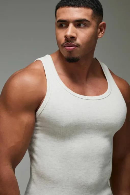 Man Active Gym Muscle Fit Ribbed Vest