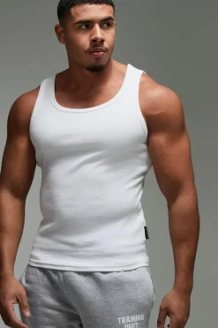 Man Active Gym Muscle Fit Ribbed Vest