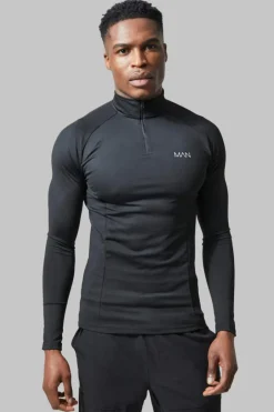 Man Active Gym Raglan Muscle Fit 1/4 Zip Top