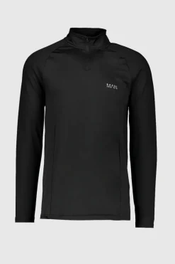 Man Active Gym Raglan Muscle Fit 1/4 Zip Top
