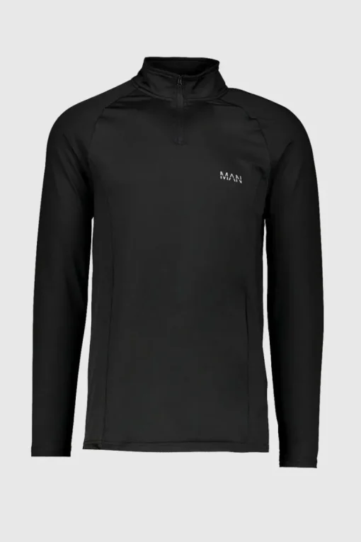 Man Active Gym Raglan Muscle Fit 1/4 Zip Top
